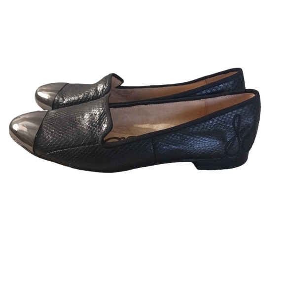 Sam Edelman black Aster snakeskin woth metallic cap toe size 5.5 - Picture 5 of 10